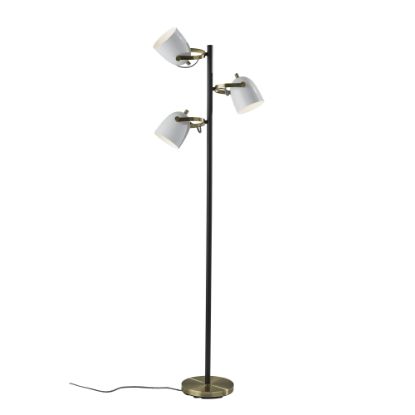 Picture of Adesso Casey 3-Light Tree Lamp, 64-1/2inH, Antique Brass/Black/White