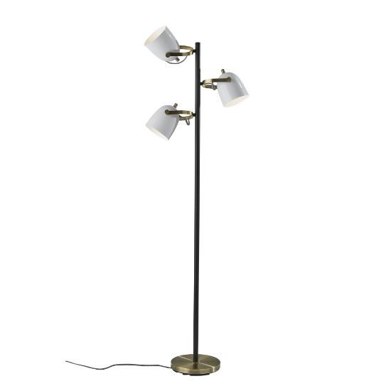 Picture of Adesso Casey 3-Light Tree Lamp, 64-1/2inH, Antique Brass/Black/White