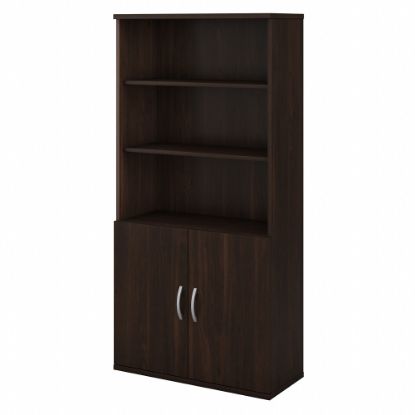 Picture of Bush Business Furniture Studio C 73inH 5-Shelf Bookcase With Doors, Black Walnut, Standard Delivery