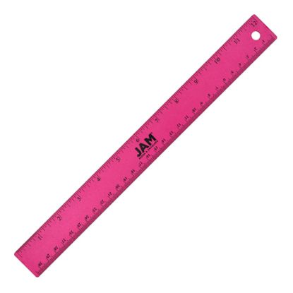 Picture of JAM Paper Non-Skid Stainless-Steel Ruler, 12in, Fuchsia Pink