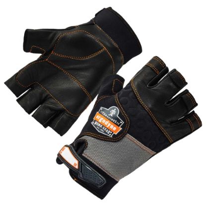 Picture of Ergodyne ProFlex 901 Half-Finger Leather Impact Gloves, Medium, Black