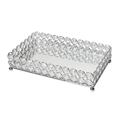 Picture of Elegant Designs Elipse Crystal Mirrored Vanity Tray, 2-1/2inH x 6-1/4inW x 10-1/2inD, Chrome