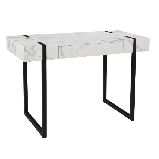 Picture of SEI Furniture Rangley Modern 46inW Faux Marble Writing Desk, Black/White