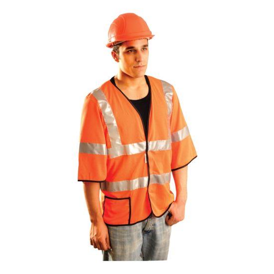 Picture of Class 3 Mesh Vests with 3M Scotchlite Reflective Tape, Large, Hi-Viz Yellow