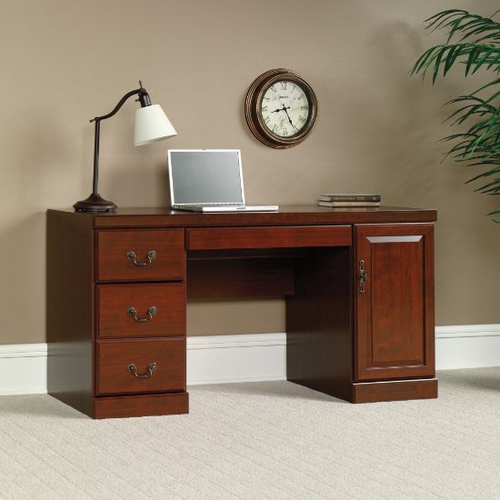 Picture of Sauder Heritage Hill 60inW Desk Computer Credenza, Classic Cherry