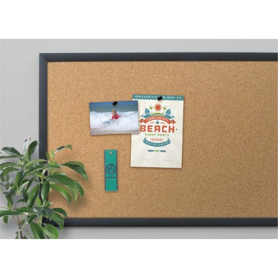 Picture of U Brands Cork Bulletin Board, 24in X 18in, Black Wood Frame, Actual Size 23in X 17in (026U00-01)