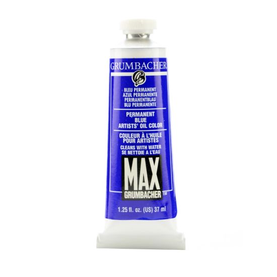 Picture of Grumbacher Max Water Miscible Oil Colors, 1.25 Oz, Permanent Blue (Ultramarine Blue), Pack Of 2