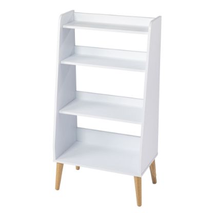 Picture of SEI Furniture Berritza 45inH 4-Shelf Midcentury Modern Bookshelf, White/Natural