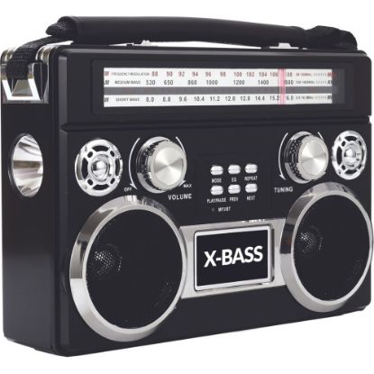 Picture of Supersonic 3 Band Radio with Bluetooth and Flashlight (Black) - Wired/Wireless - Headphone - 4 x D - Portable