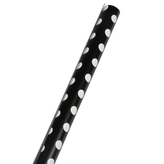 Picture of JAM Paper Wrapping Paper, Polka Dot, 25 Sq Ft, Black & White