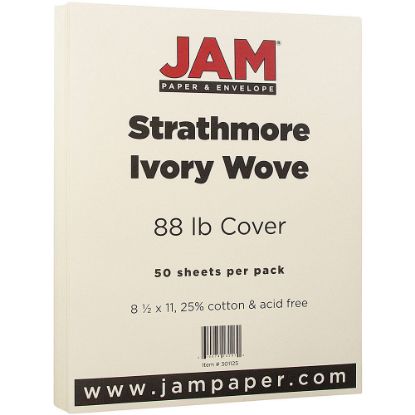 Picture of JAM Paper Card Stock, Strathmore Ivory Wove, Letter (8.5in x 11in), 88 Lb, Pack Of 50