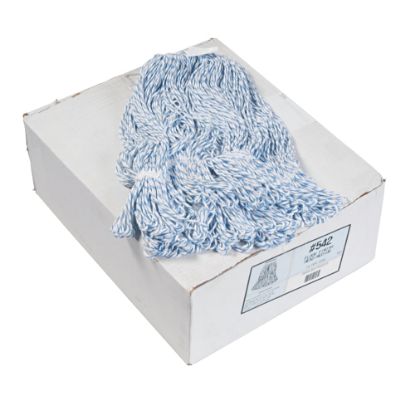 Picture of Boardwalk Rayon/Polyester Floor Finish Mop Heads, White/Blue, Pack Of 12 Mop Heads