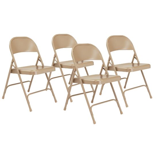 Picture of National Public Seating Series 50 Steel Folding Chairs, Beige, Set Of 4 Chairs