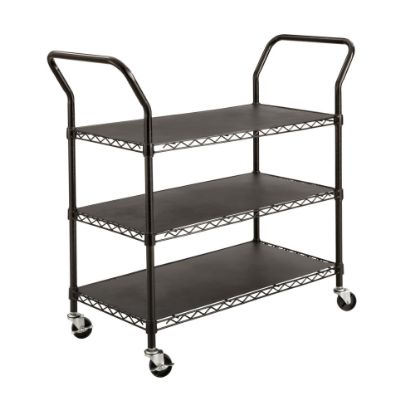 Picture of Safco Wire Utility Cart, 3 Shelves, 40 1/2inH x 43 3/4inW x 19 1/4inD, Black