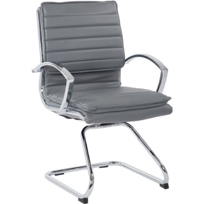 Picture of Office Star SPX23595C Faux Leather Mid-Back Guest Chair, Charcoal Gray