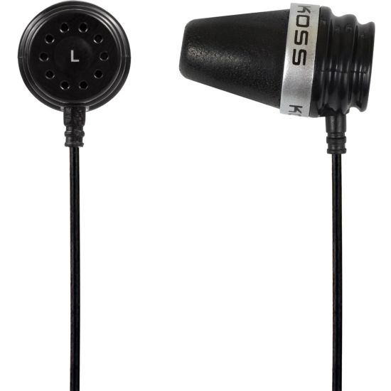 Picture of Koss Sparkplug Earset - Stereo - Wired - 16 Ohm - 10 Hz - 20 kHz - Earbud - Binaural - In-ear - 4 ft Cable - Black