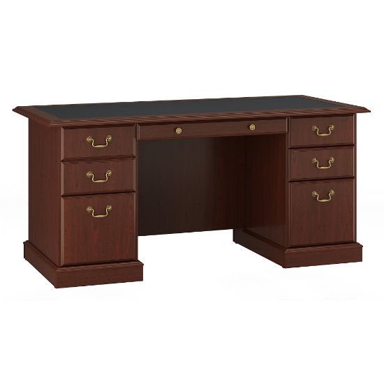 Picture of Bush Furniture Saratoga Executive 66inW Computer Desk, Harvest Cherry/Black, Standard Delivery