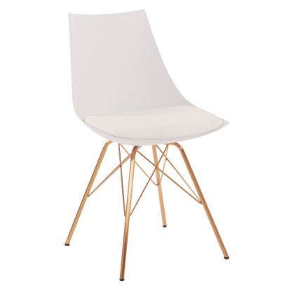 Picture of Ave Six Oakley Chair, White/Gold Chrome