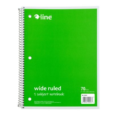 Picture of C-Line Wide Rule Spiral Notebooks, 8in x 10-1/2in, 1 Subject, 70 Sheets, Green, Case Of 24 Notebooks