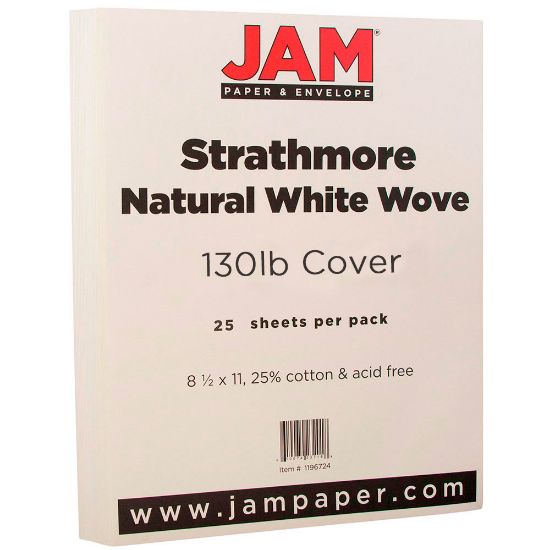 Picture of JAM Paper Card Stock, Strathmore Natural White Laid, Letter (8.5in x 11in), 130 Lb, Pack Of 25