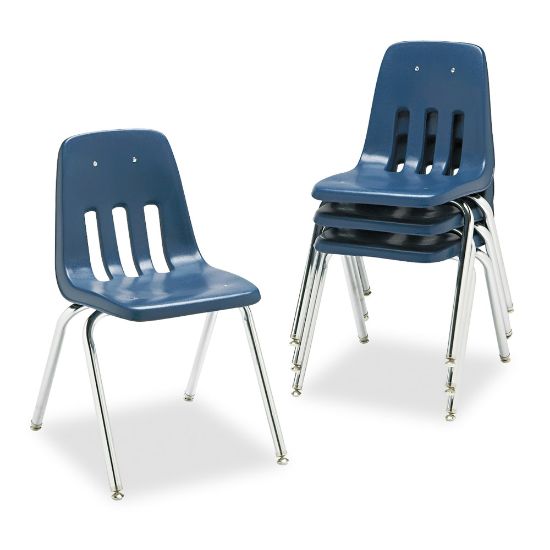 Picture of Virco 9000-Series Plastic Stack Chairs, Navy/Chrome, Pack Of 4