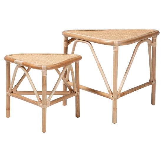 Picture of bali & pari Jayden Modern Bohemian 2-Piece End Table Set, 20-15/16inH x 25-5/8inW x 25-5/8inD, Natural Brown