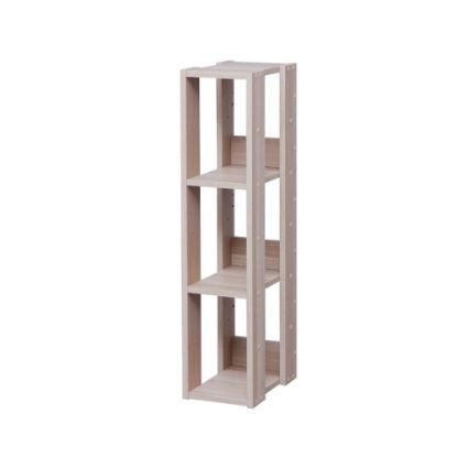 Picture of IRIS Mado 35inH 3-Shelf Slim Open Shelving Unit, Light Brown