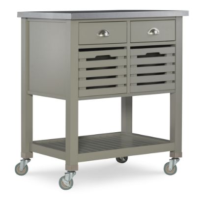 Picture of Linon Sherwood Kitchen Cart, 36-1/4inH x 30inW x 22inD, Gray/Stainless Steel