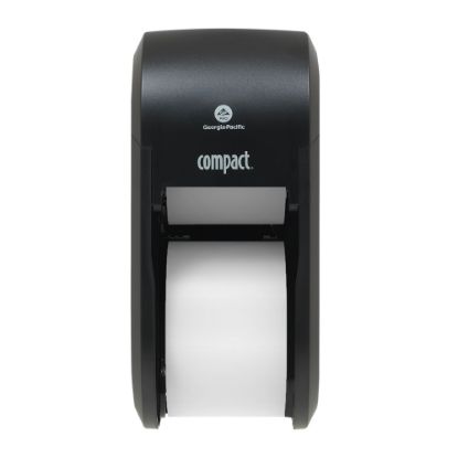 Picture of Compact by GP PRO, 2-Roll Vertical Coreless High-Capacity Toilet Paper Dispenser, 56790A, 7.35in x 6.21in x 13.6in, Black, 1 Dispenser