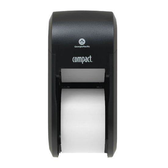 Picture of Compact by GP PRO, 2-Roll Vertical Coreless High-Capacity Toilet Paper Dispenser, 56790A, 7.35in x 6.21in x 13.6in, Black, 1 Dispenser