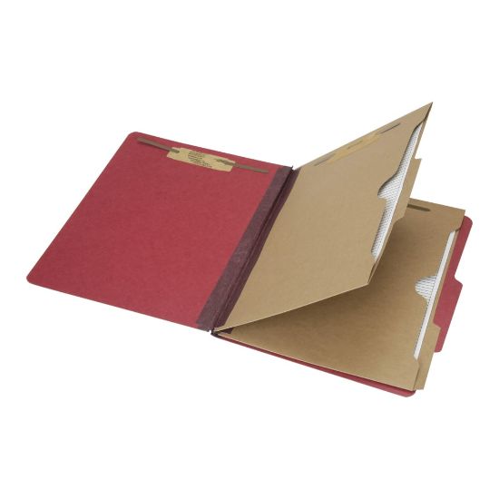 Picture of SKILCRAFT 6-Part 2in Prong Expandable Classification Folders, Letter Size, 30% Recycled, Dark Red, Box Of 10 (AbilityOne 7530-01-600-6972)