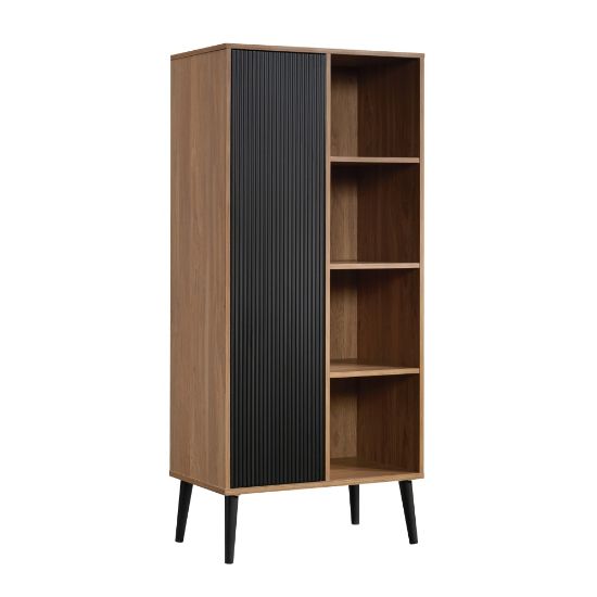 Picture of Sauder Ambleside Modern 26inW Storage Cabinet With Door And Open Storage, Serene Walnut/Black