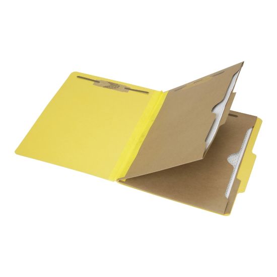 Picture of SKILCRAFT 6-Part 2in Prong Expandable Classification Folders, Letter Size, 30% Recycled, Yellow, Box Of 10 (AbilityOne 7530-01-600-6975)