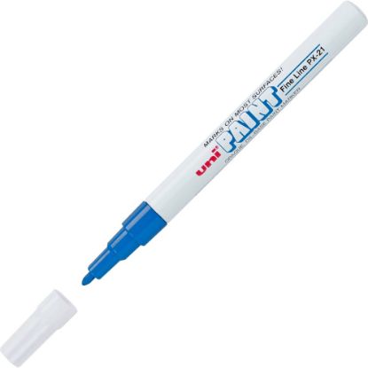 Picture of Uni-Ball Oil-Base Fine Line uni Paint Markers - Fine Marker Point - Blue Oil Based Ink - 1 Each