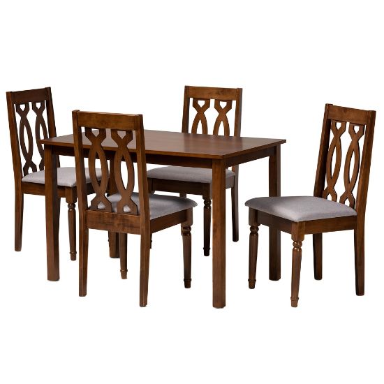 Picture of Baxton Studio Kasia Dining Set, 29-5/16inH x 43-5/16inW x 27-9/16inD, Gray/Walnut