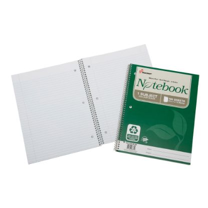 Picture of SKILCRAFT Spiral Notebook, 8-1/2in x 11in, 1 Subject, College Rule, 100 Sheets, 100% Recycled, Green, Pack of 3