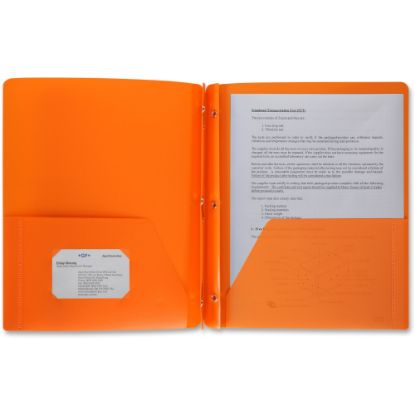 Picture of Business Source 3-Hole Punched Poly Portfolio, Letter Size, 8-1/2in x 11in, Orange