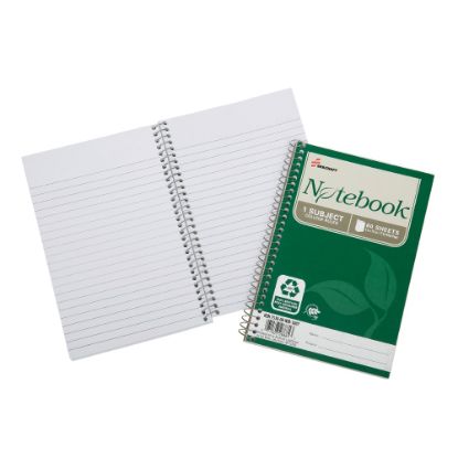 Picture of SKILCRAFT Spiral Notebook, 5in x 7-1/2in, 1 Subject, College Rule, 80 Sheets, 100% Recycled, Green, Pack of 6