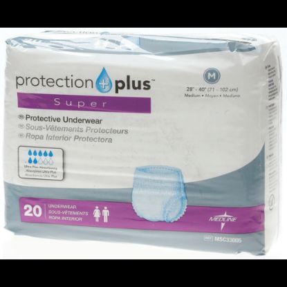 Picture of Protection Plus Super Protective Disposable Underwear, Medium, White, Bag Of 20