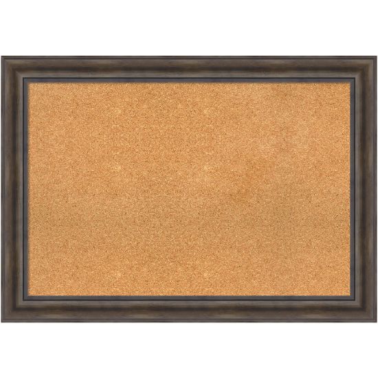 Picture of Amanti Art Cork Bulletin Board, 41in x 29in, Natural, Rustic Pine Brown Wood Frame