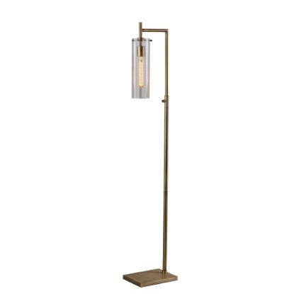 Picture of Adesso Dalton 1-Light Floor Lamp, 62inH, Clear Shade/Antique Brass Base