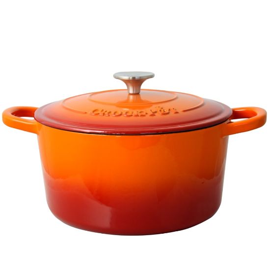 Picture of Crock Pot Artisan 5-Quart Enameled Cast Iron Dutch Oven, Sunset Orange