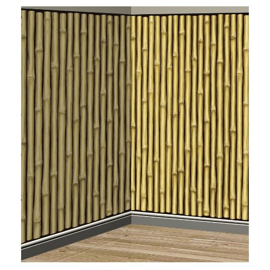 Picture of Amscan Summer Luau Bamboo Scene Setter Room Roll, 48in x 480in, Brown