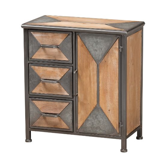 Picture of Baxton Studio Laurel 3-Drawer Accent Storage Cabinet, Gray/Oak Brown