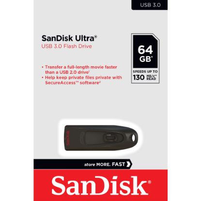 Picture of SanDisk Ultra USB 3.0 Flash Drive, 64GB, Black