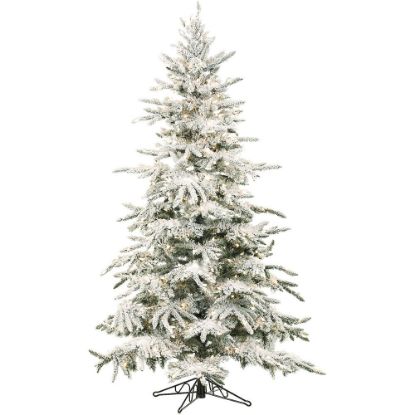 Picture of Fraser Hill Farm Artificial Flocked Mountain Pine Christmas Tree With Multicolor LED Lighting, 9ft