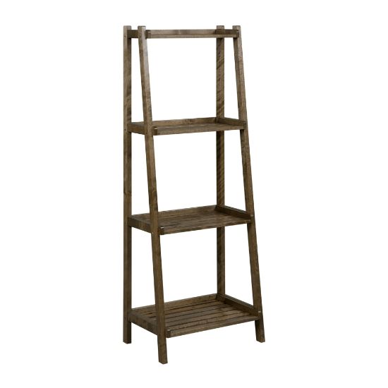 Picture of New Ridge Home Goods Dunnsville 60inH 4-Tier Leaning Ladder Bookcase, Antique Chestnut