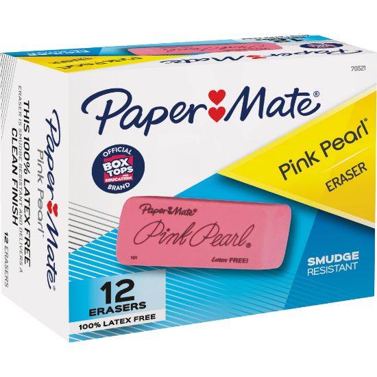 Picture of Paper Mate Pink Pearl Erasers, Large, Box Of 12