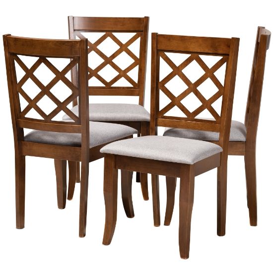 Picture of Baxton Studio Brigitte Dining Chairs, Gray/Walnut, Set Of 4 Chairs