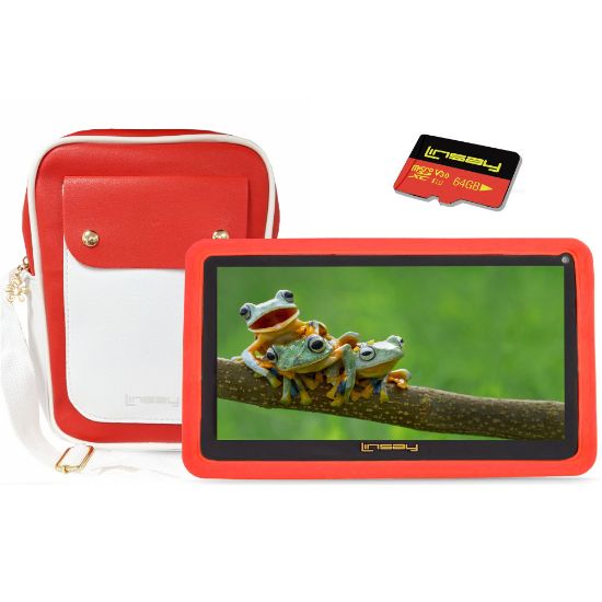 Picture of Linsay Kids Tablet, 7in Screen, 2GB Memory, 64GB Storage, Android 13, RED